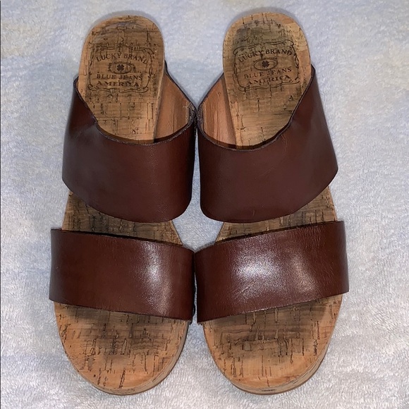 Lucky Brand Shoes - EUC Lucky Brand brown leather/cork 7.5 wedges